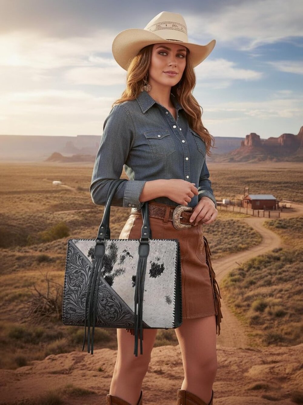 Women Natural Cowhide Leather Hand Bag With Adjustable Detachable Strap | Leathe - Picture 2 of 6